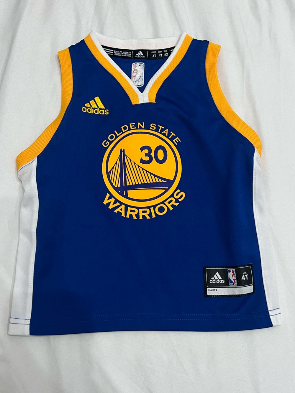adidas Blue and Yellow NBA Jersey Collar Detail- Steph Curry